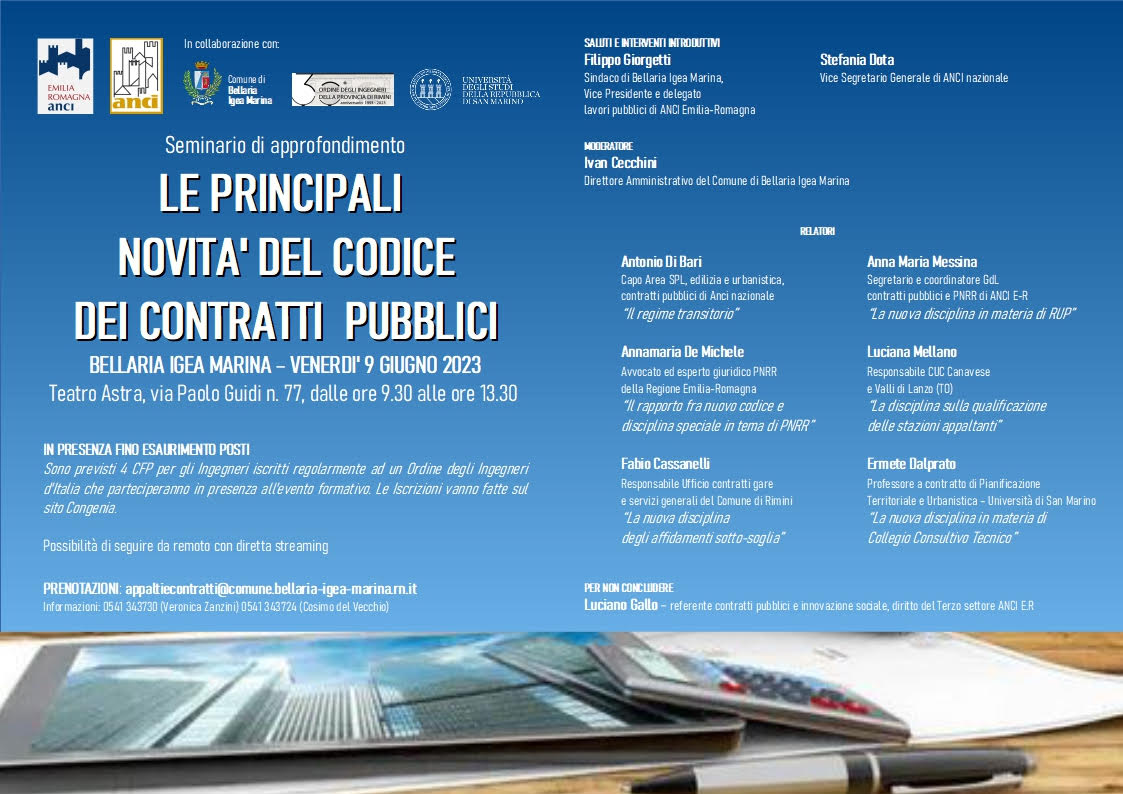 Le principali novità del codice dei contratti pubblici - ANCI Emilia